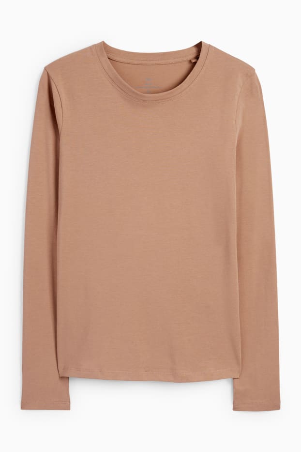Donna - Maglia a maniche lunghe basic - marrone