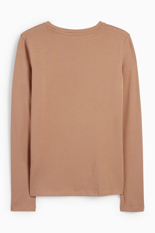 Donna - Maglia a maniche lunghe basic - marrone