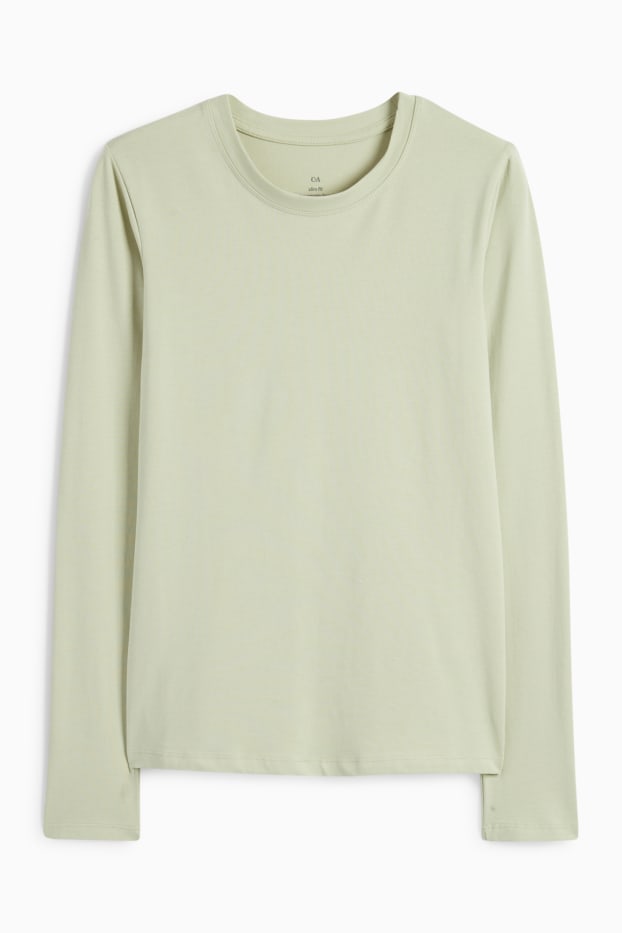 Donna - Maglia a maniche lunghe basic - verde chiaro