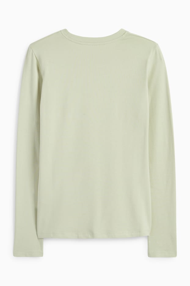 Donna - Maglia a maniche lunghe basic - verde chiaro