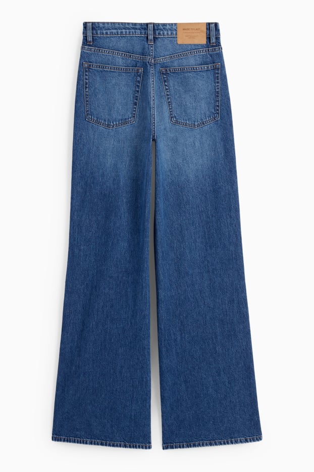 Dames - Wide leg jeans - high waist - jeansblauw