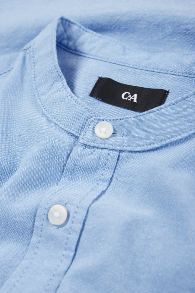 Herren - Hemd - Regular Fit - Stehkragen - hellblau