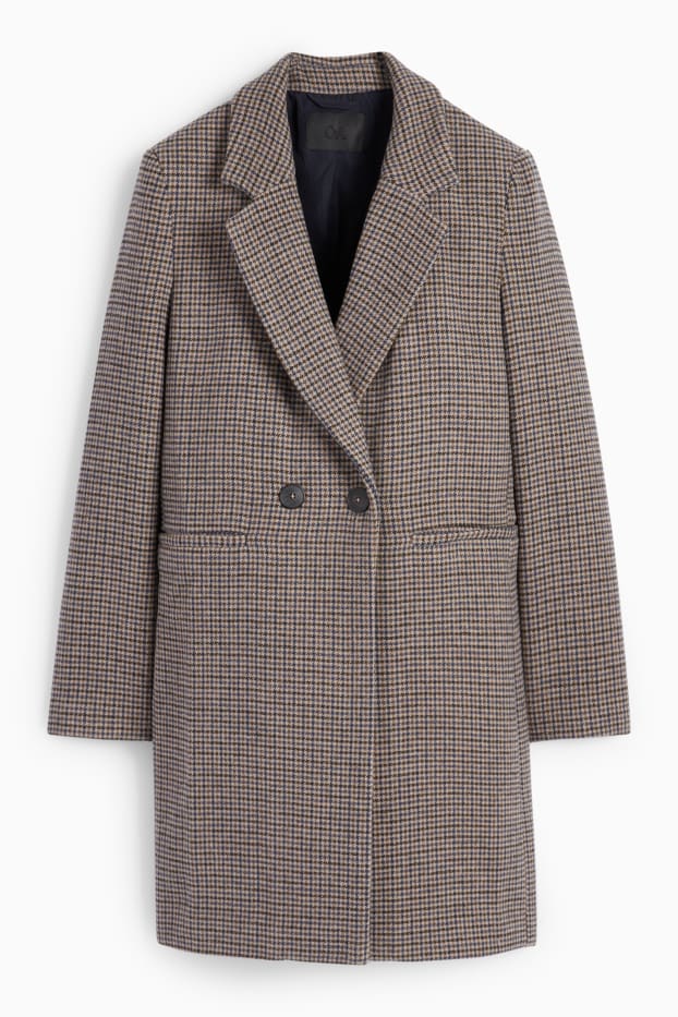Femmes - Manteau - à carreaux - marron