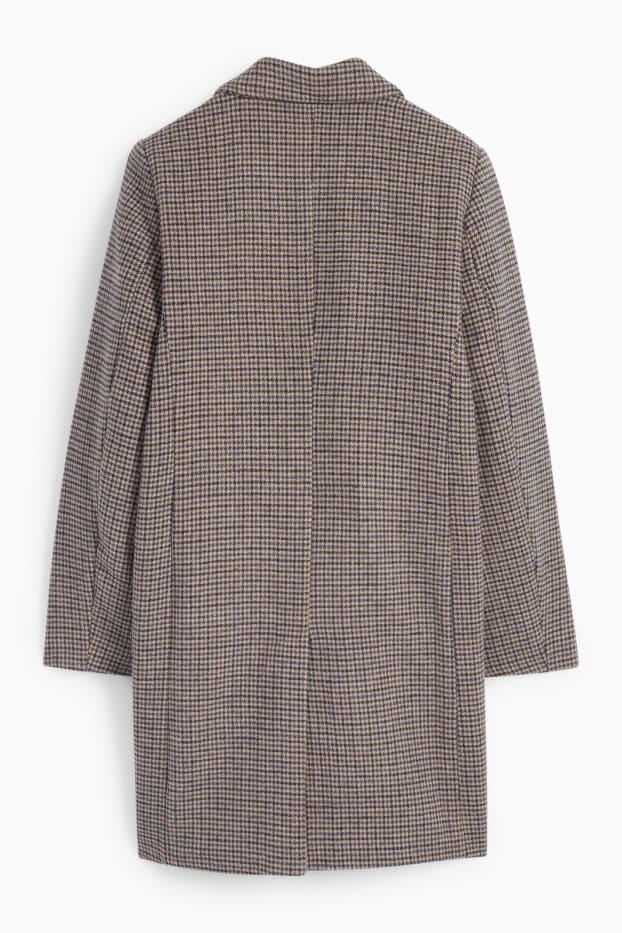 Femmes - Manteau - à carreaux - marron