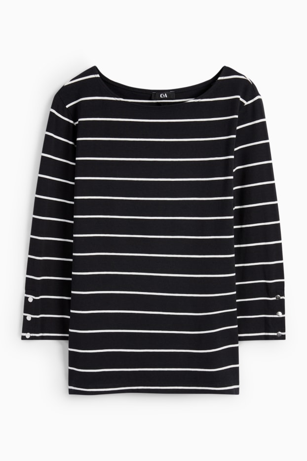 Donna - Maglia a maniche lunghe - a righe - nero