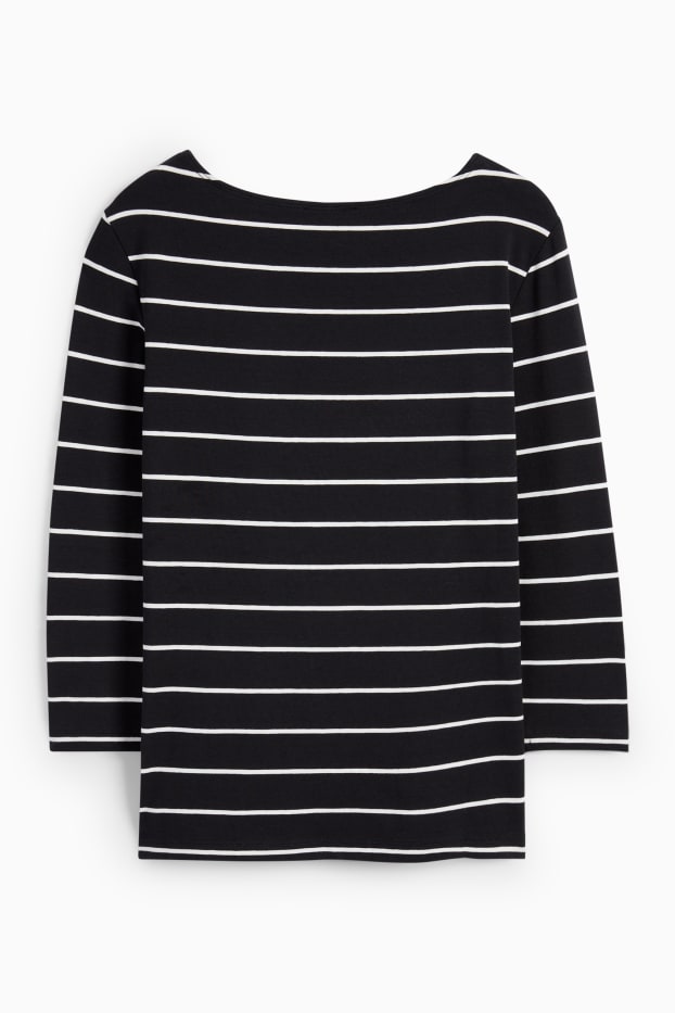 Donna - Maglia a maniche lunghe - a righe - nero