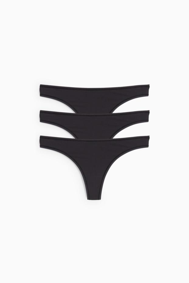 Women - Multipack of 3 - thong - black