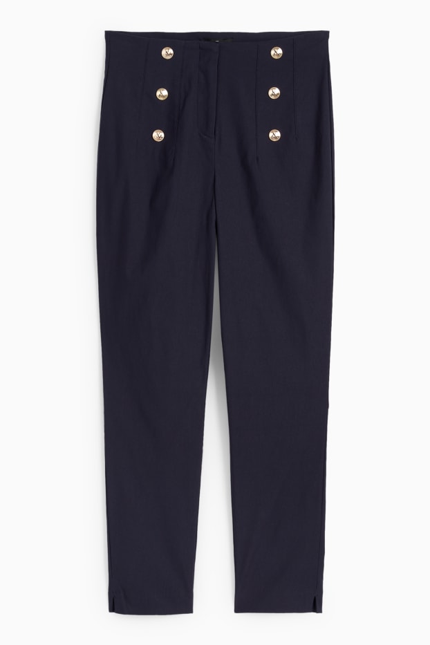 Dames - Pantalon - high waist - slim fit - donkerblauw