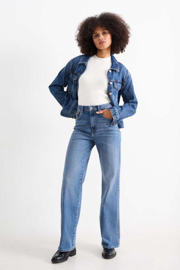 Dames - Wide leg jeans - high waist - jeanslichtblauw