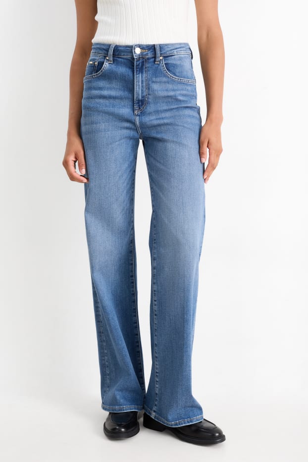 Dames - Wide leg jeans - high waist - jeanslichtblauw