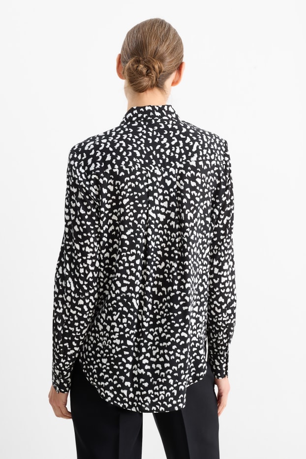 Dames - Blouse - met patroon - zwart