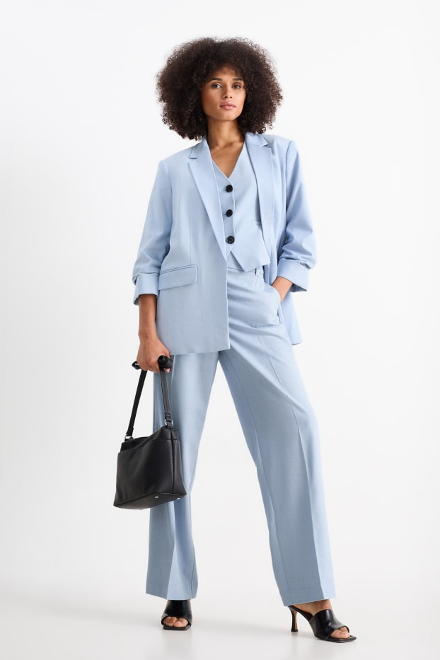 Dona - Pantalons formals - mid waist - wide leg - Mix & Match - blau clar