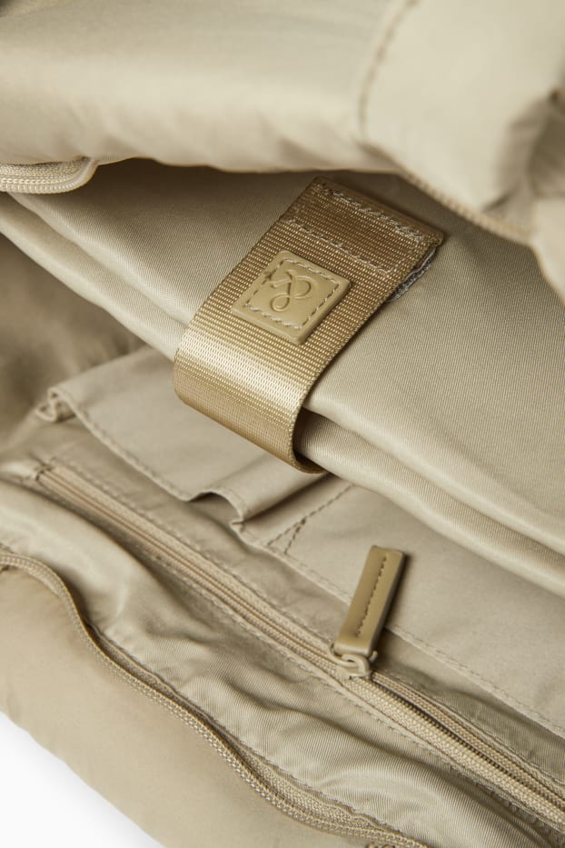 Dames - Grote shopper met stiksels en afneembare draagriem - lichtgroen