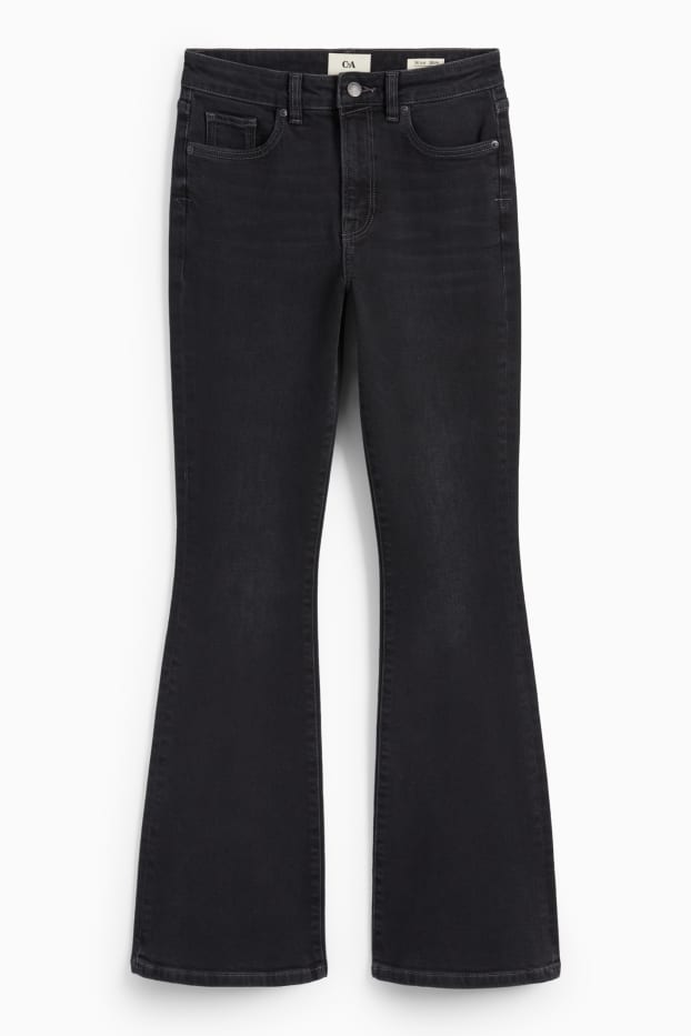 Women - Flared jeans - mid-rise waist - LYCRA® - denim-dark gray