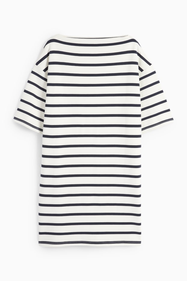 Femei - Rochie-tricou - cu dungi - alb-crem