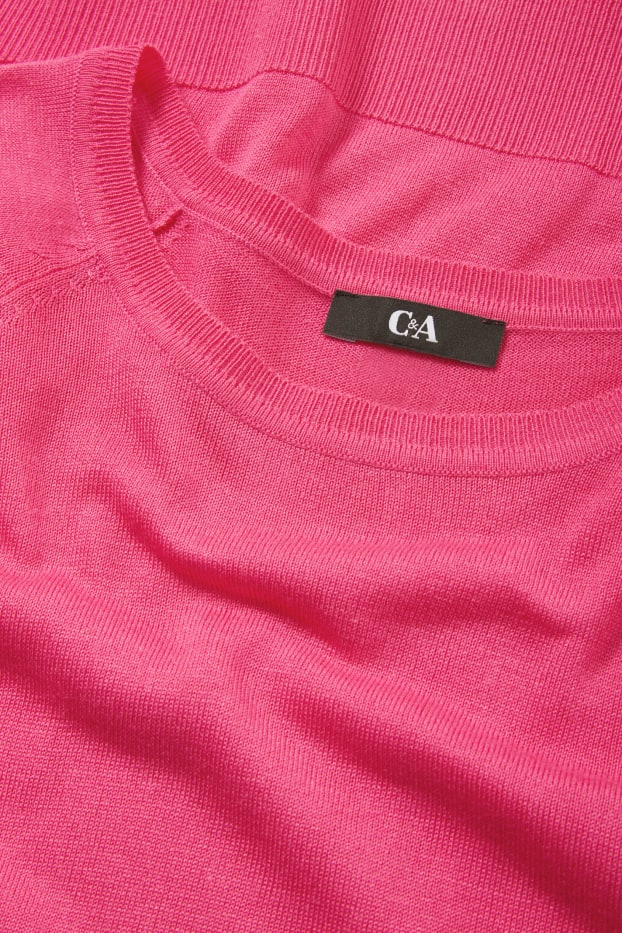 Femmes - Pull en maille fine basique - rose
