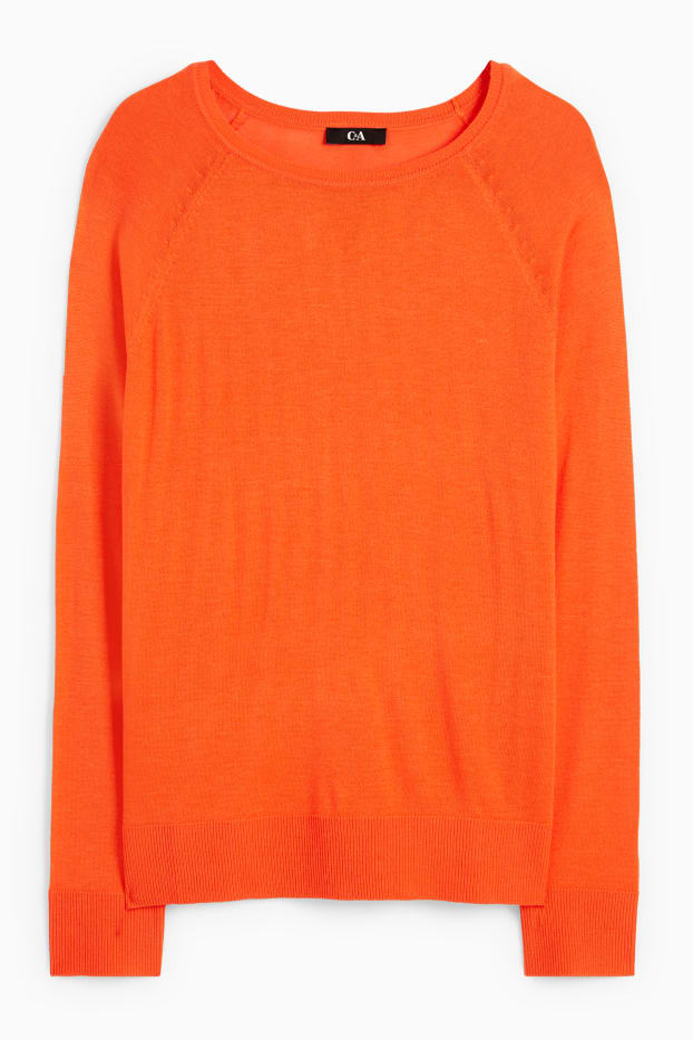Mujer - Jersey básico de punto fino - naranja