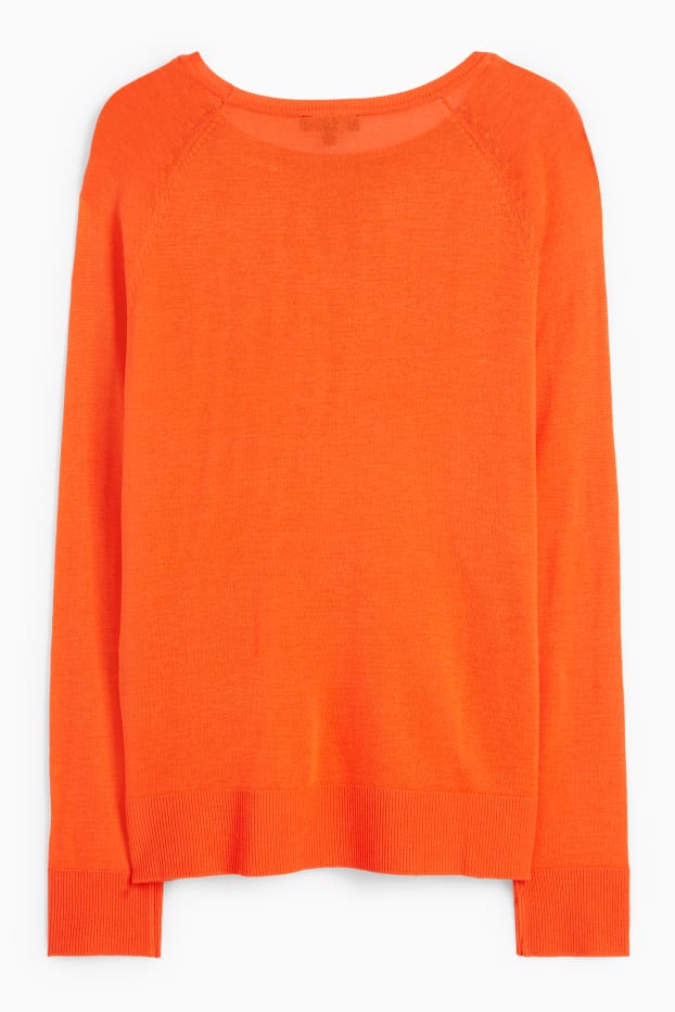 Mujer - Jersey básico de punto fino - naranja