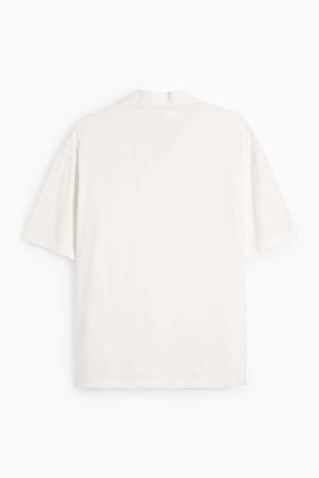 Heren - Overhemd - relaxed fit - reverskraag - crème wit