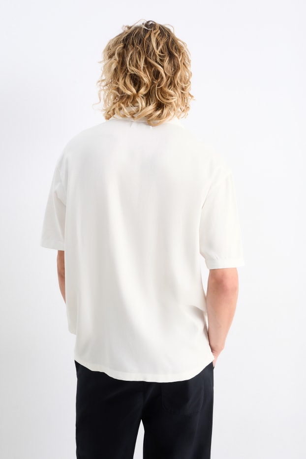 Heren - Overhemd - relaxed fit - reverskraag - crème wit