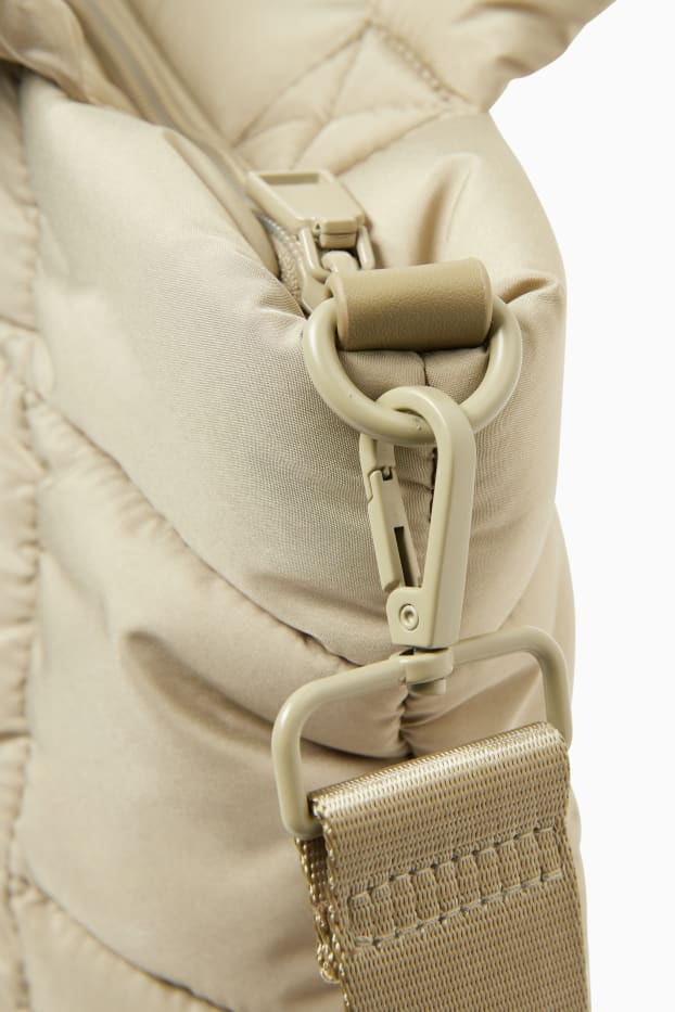 Femei - Geantă shopper matlasată, mică, cu curea detașabilă - bej