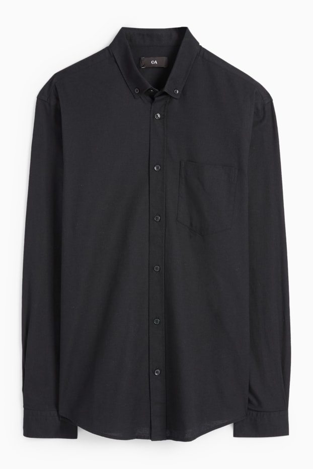 Hommes - Chemise - regular fit - col button-down - noir