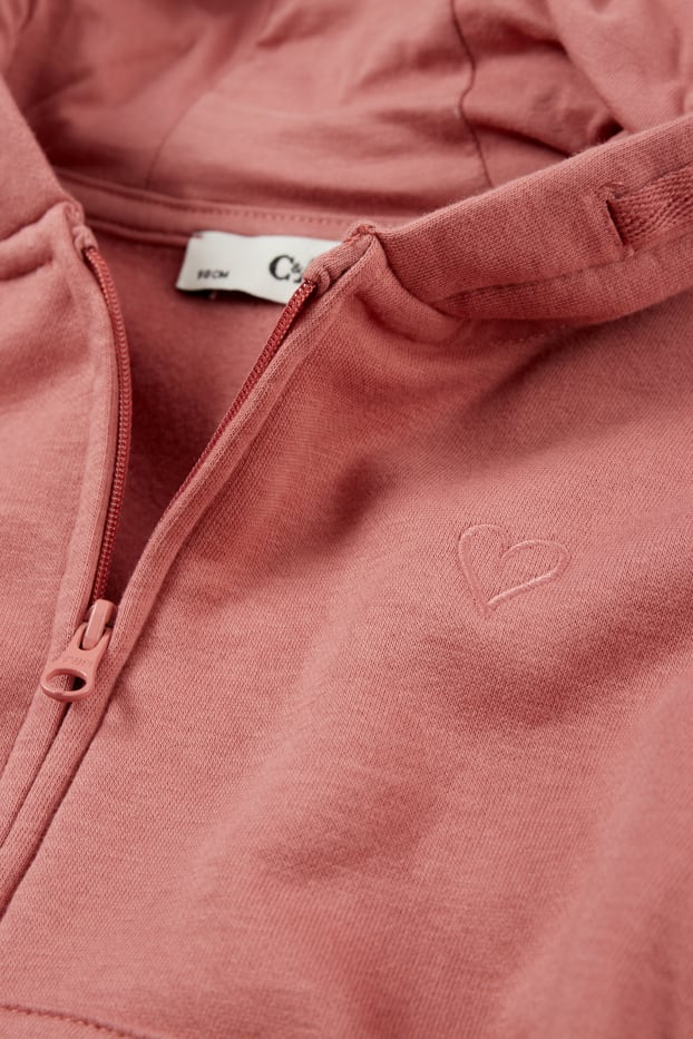 Kinder Mädchen - Herz - Sweatjacke mit Kapuze - dunkelrosa