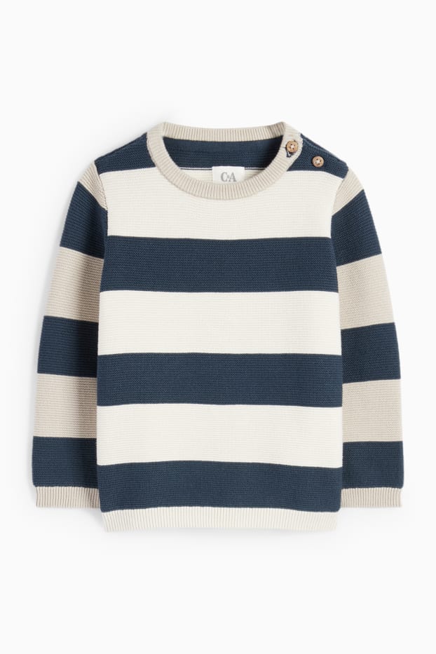 Baby Buben - Baby-Pullover - gestreift - hellbeige