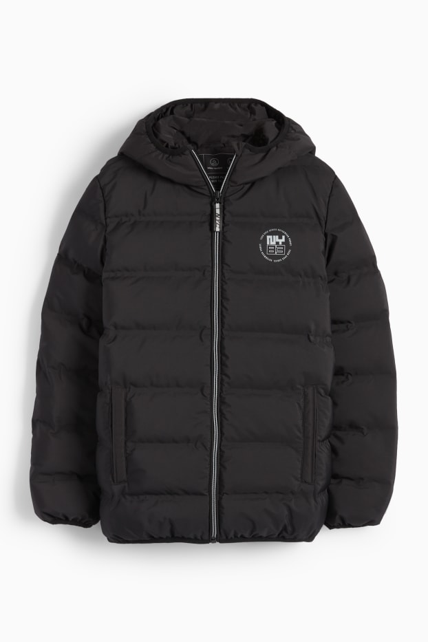 Bambini - Giacca trapuntata con cappuccio - idrorepellente - nero