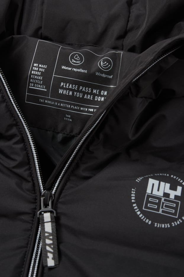 Bambini - Giacca trapuntata con cappuccio - idrorepellente - nero