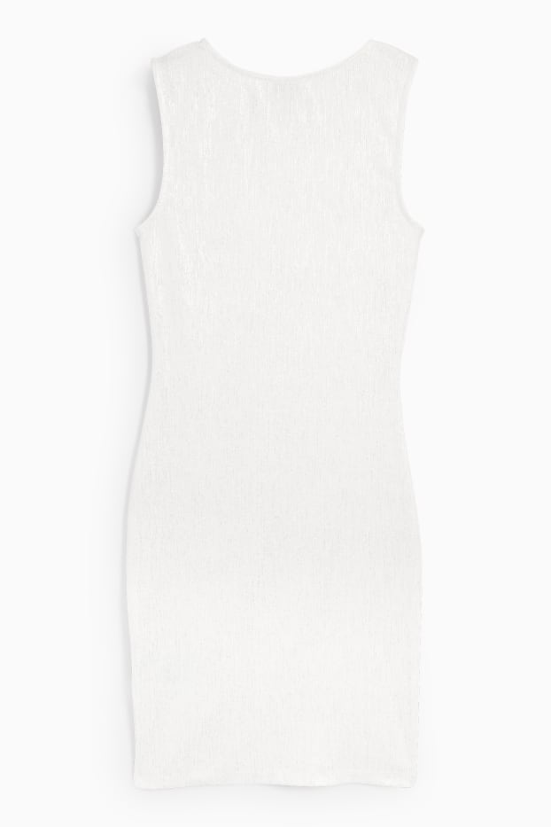 Women - Bodycon dress - shiny - ribbed - cremewhite