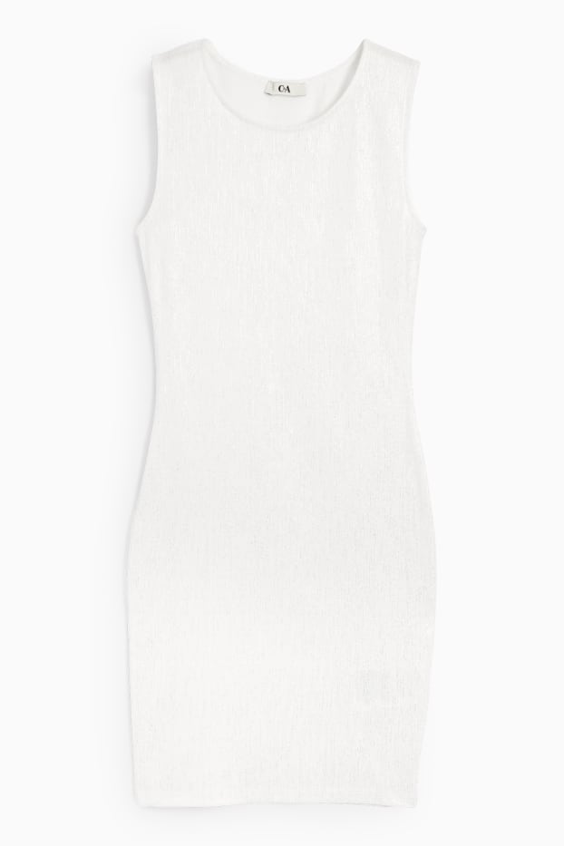 Women - Bodycon dress - shiny - ribbed - cremewhite