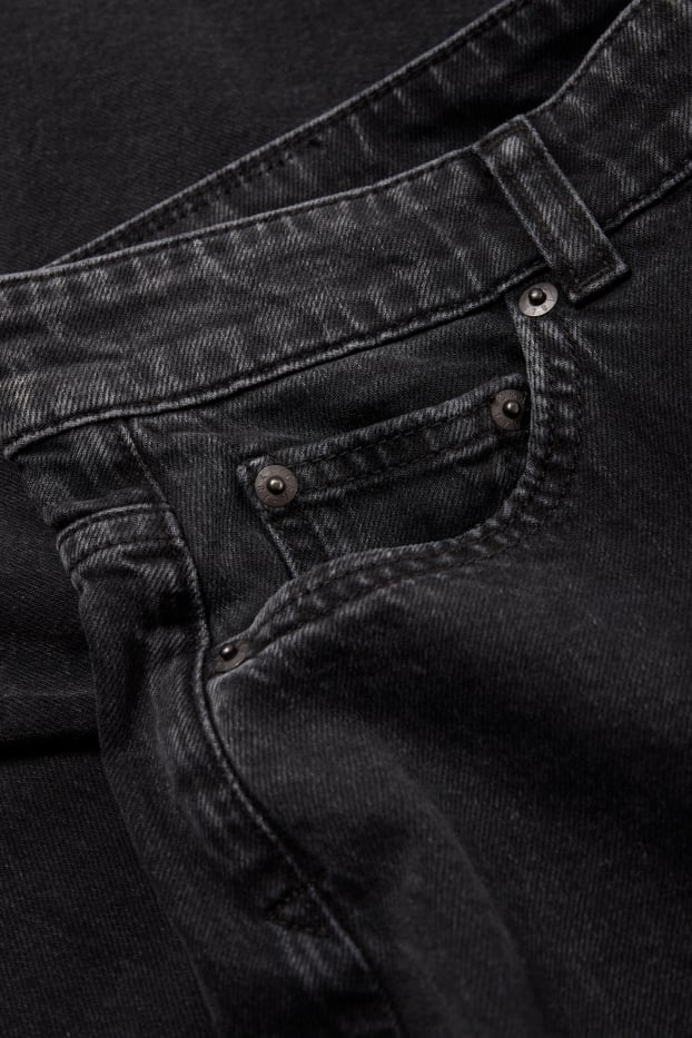 Damen - Wide Leg Jeans - Low Waist - schwarz