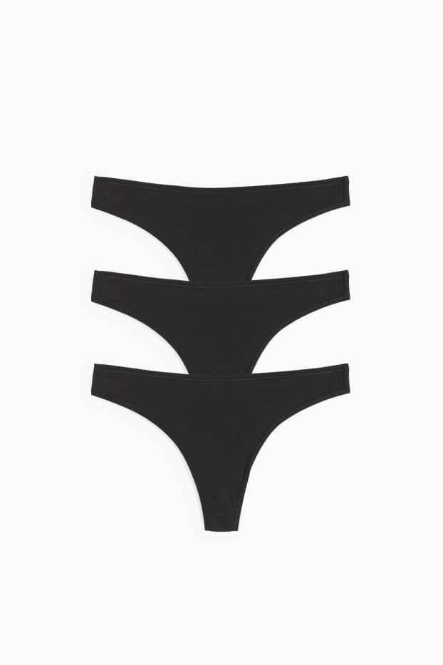 Women - Multipack of 3 - thong - black