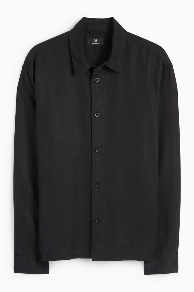 Uomo - Camicia - relaxed fit - collo all'italiana - nero