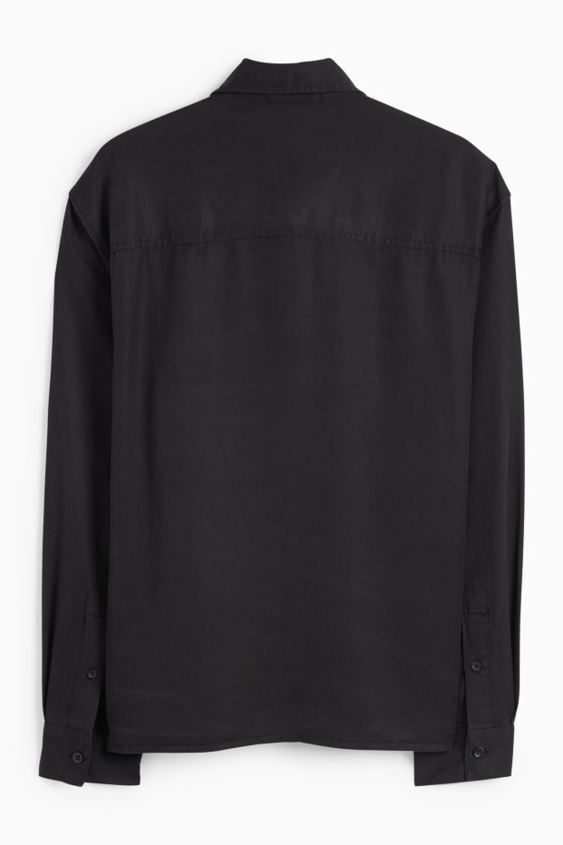 Uomo - Camicia - relaxed fit - collo all'italiana - nero