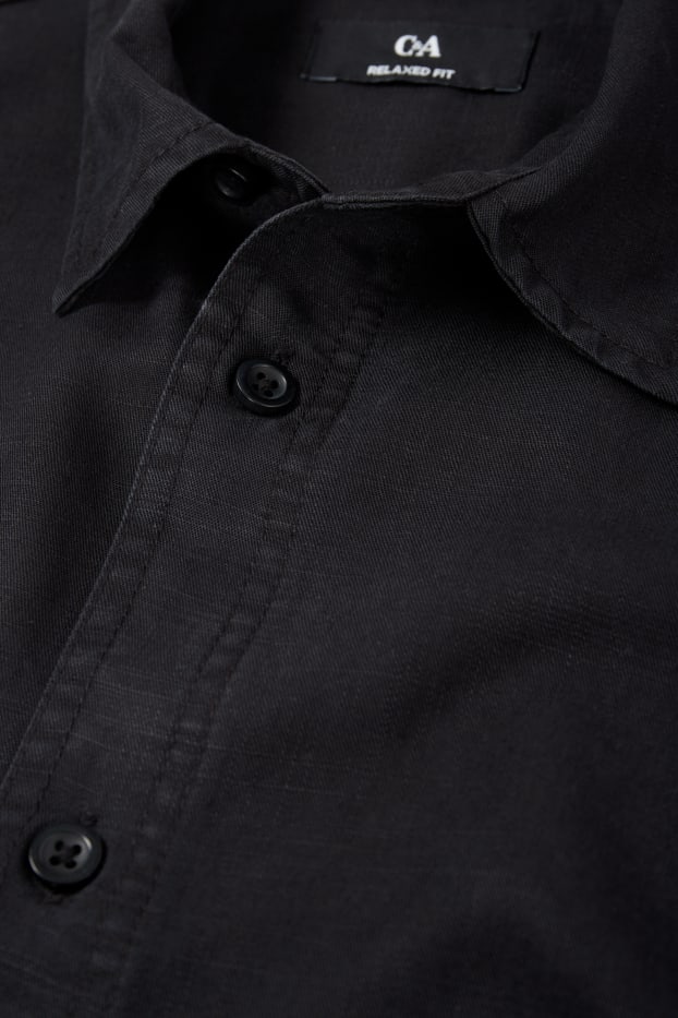 Uomo - Camicia - relaxed fit - collo all'italiana - nero