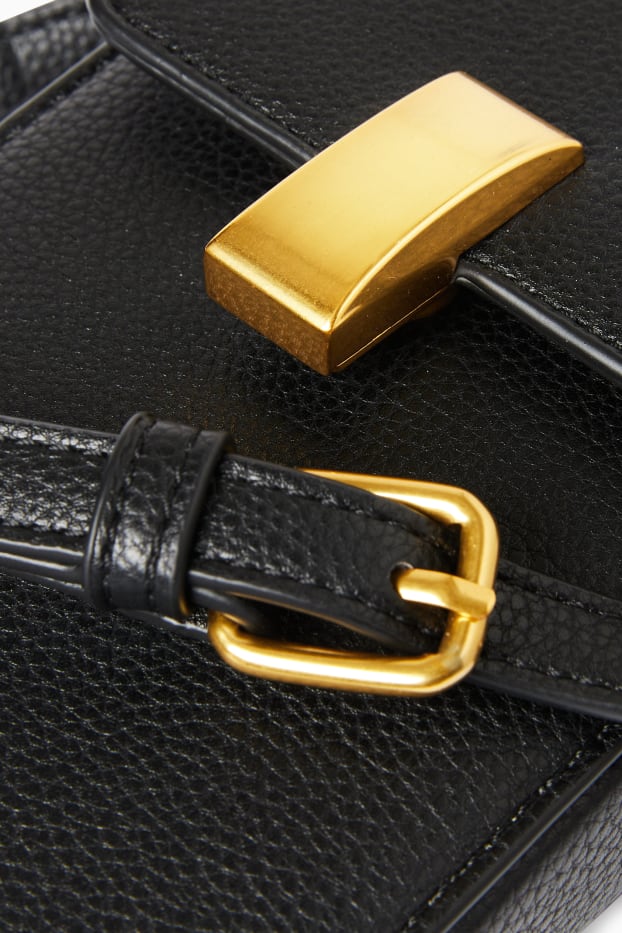 Femei - Gentuță pentru telefon mobil, cu curea detașabilă - imitație de piele - negru