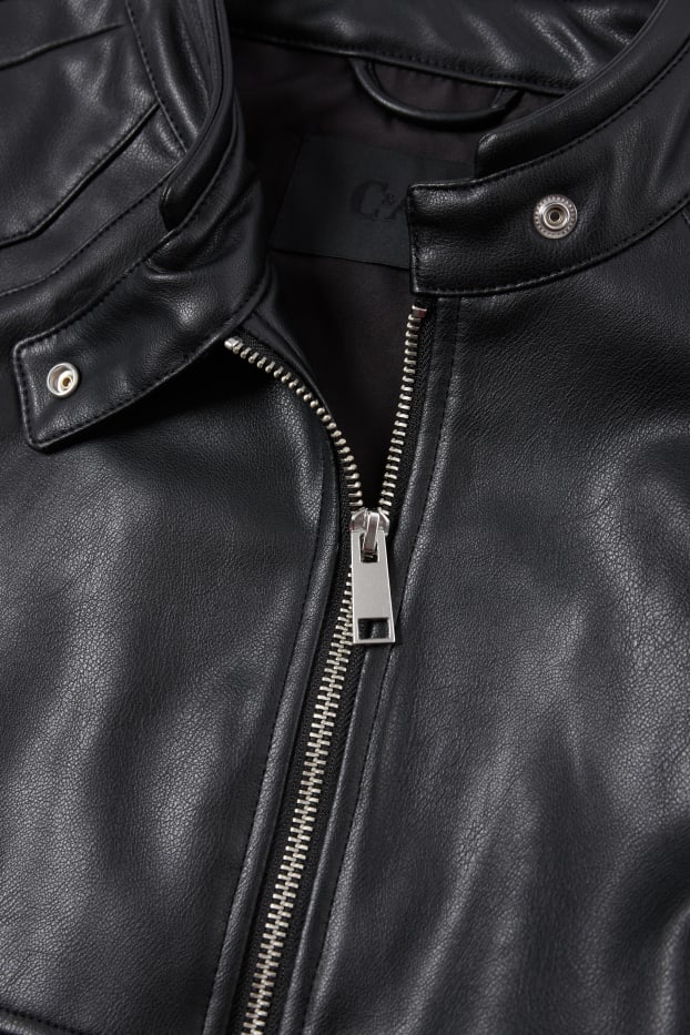 Dames - Kort bikerjack - imitatieleer - zwart