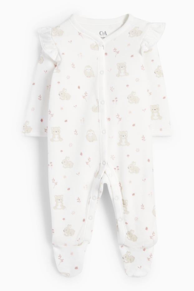 Baby: meisjes - Bosdieren - babypyjama - crème wit