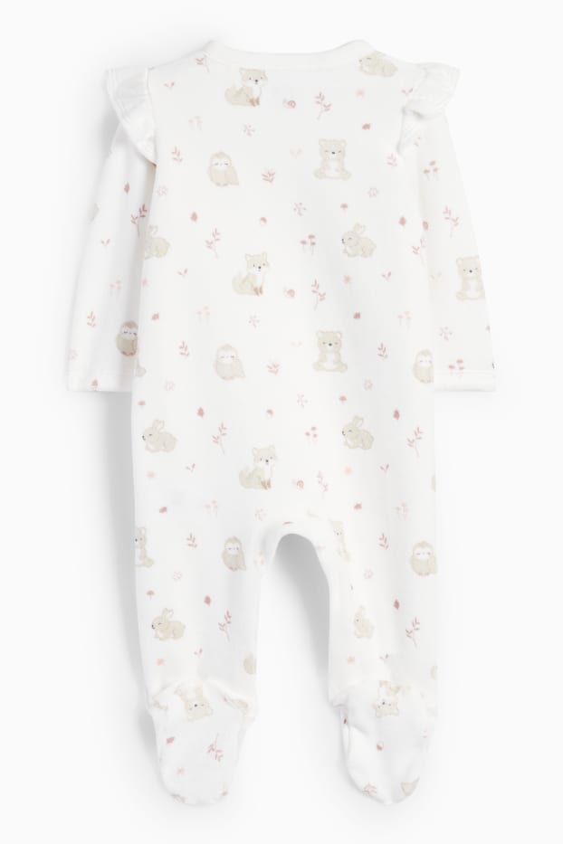 Baby: meisjes - Bosdieren - babypyjama - crème wit