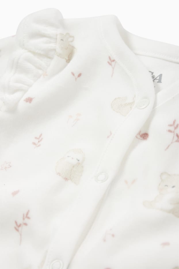 Baby: meisjes - Bosdieren - babypyjama - crème wit
