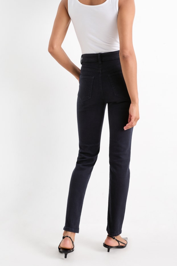 Dona - Pantalons de tela - high waist - slim fit - negre