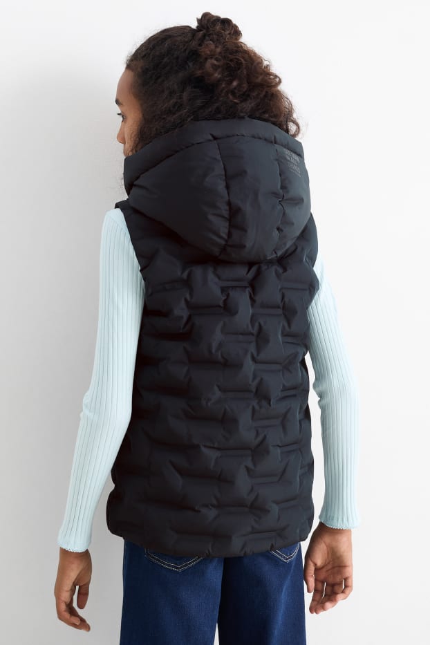 Enfants filles - Gilet sans manches à capuche - déperlante - noir