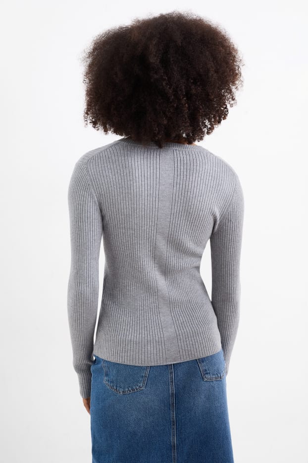 Damen - Strickjacke - grau