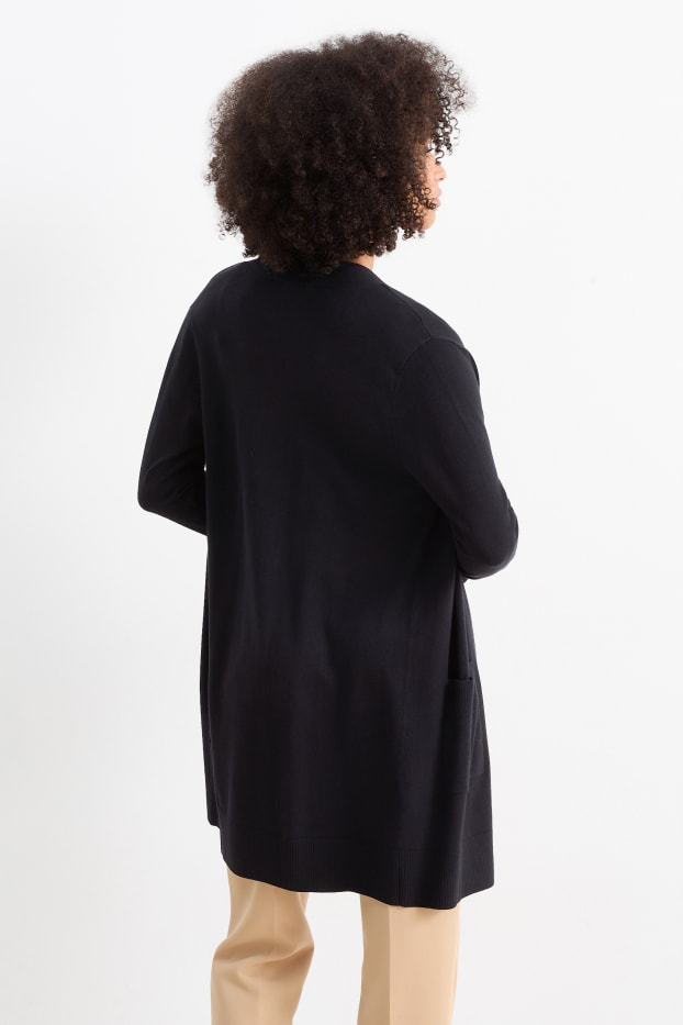 Damen - Lange Strickjacke - schwarz