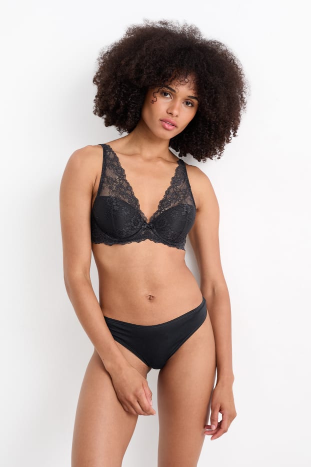 Women - Multipack of 3 - thong - black