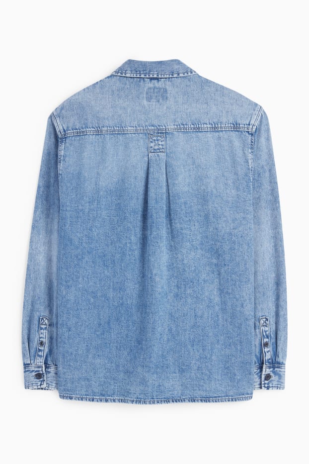 Men - Denim shirt - regular fit - kent collar - blue denim