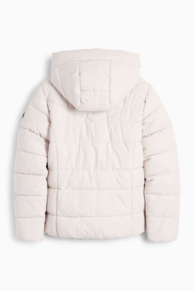 Enfants filles - Doudoune à capuche - déperlante - beige clair