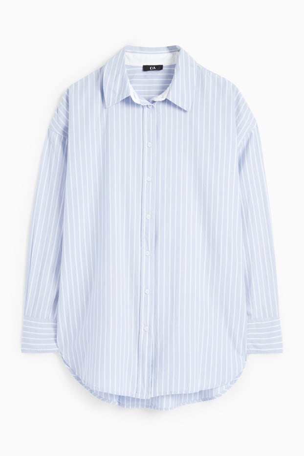 Damen - Bluse - gestreift - hellblau